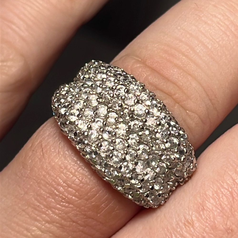 Diamonique 925 white gold plated ring size 7